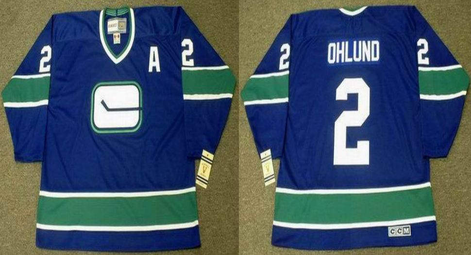 2019 Men Vancouver Canucks #2 Ohlund Blue CCM NHL jerseys